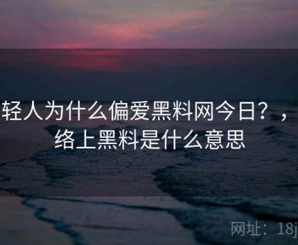 年轻人为什么偏爱黑料网今日？，网络上黑料是什么意思