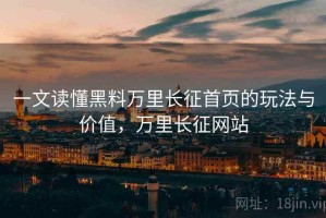 一文读懂黑料万里长征首页的玩法与价值，万里长征网站